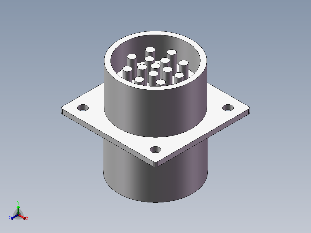WS32串口公接头（19针）正等轴测图