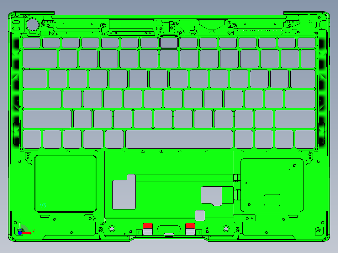 笔记本C壳加工侧斜孔程序模型前视图