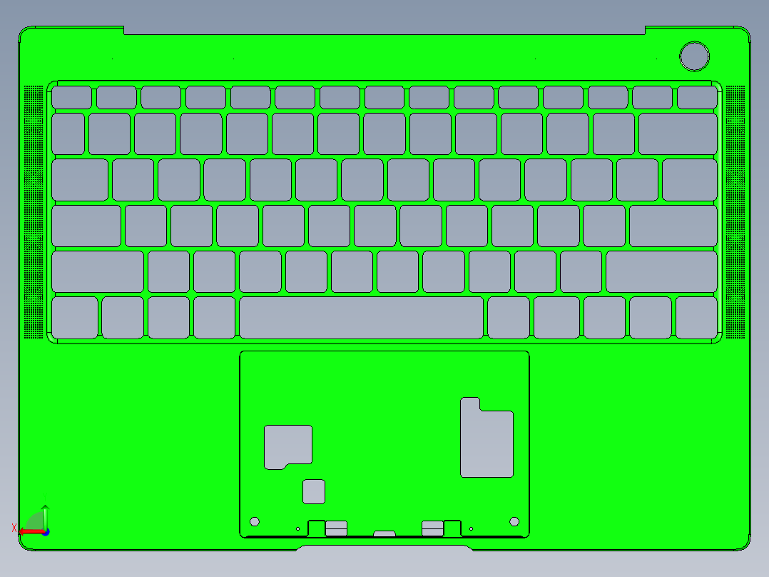 笔记本C壳加工侧斜孔程序模型后视图