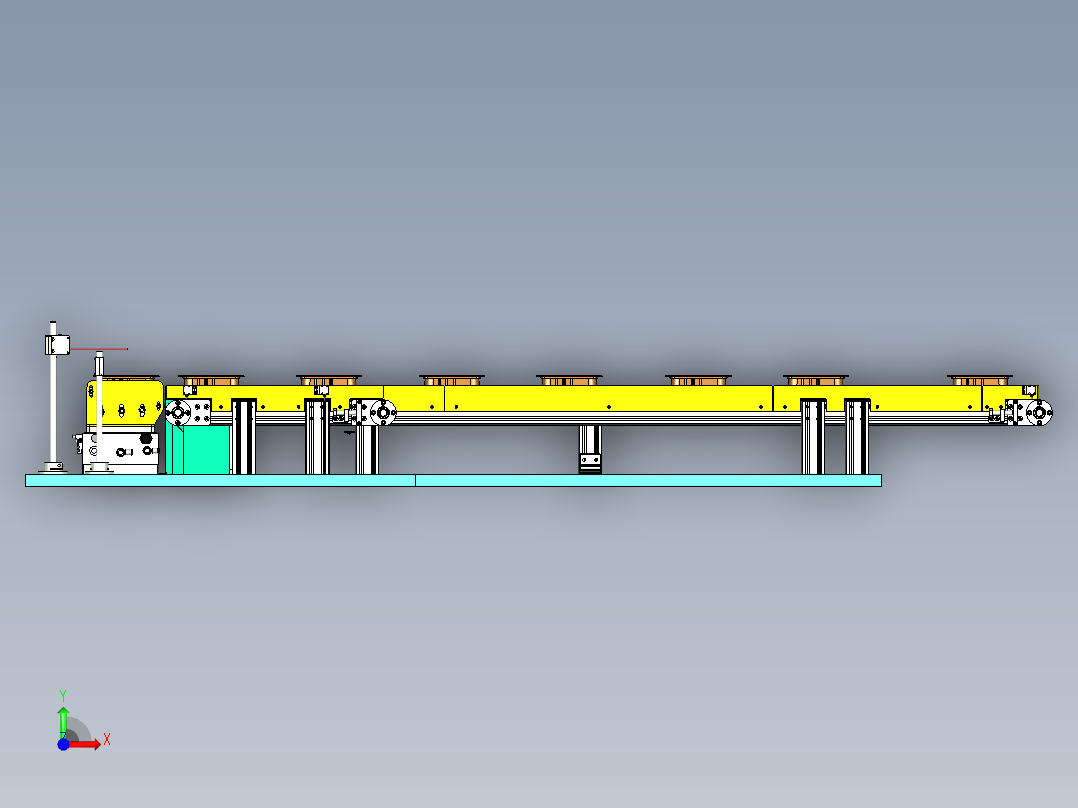 快餐盒移栽输送线设计前视图