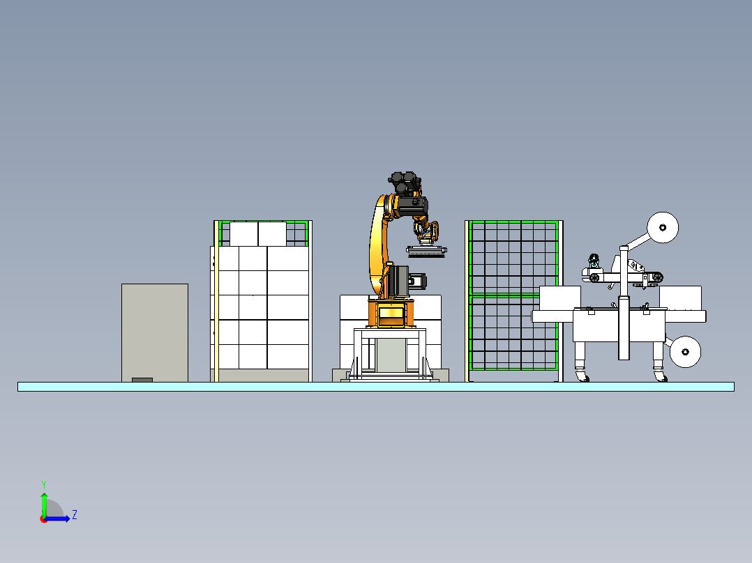 机器人封箱码垛工作站左视图