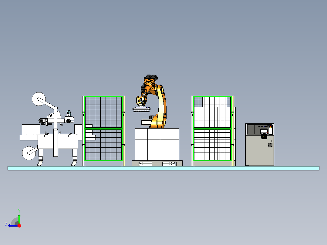 机器人封箱码垛工作站右视图