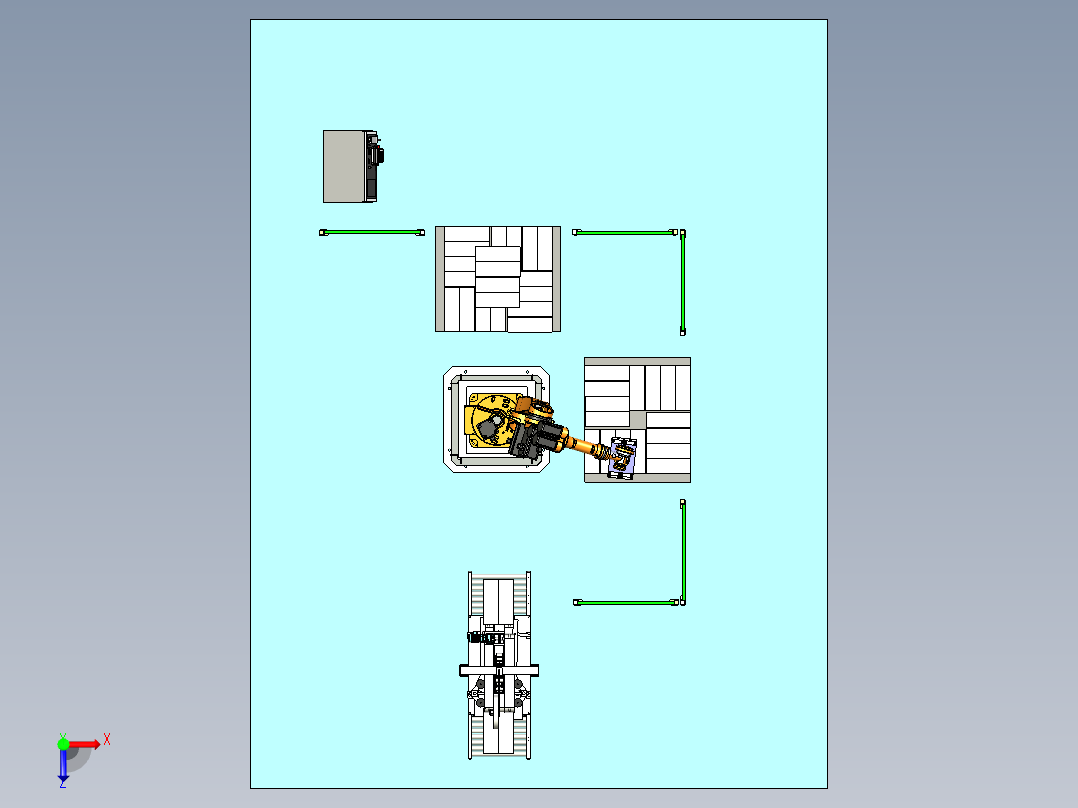 机器人封箱码垛工作站俯视图
