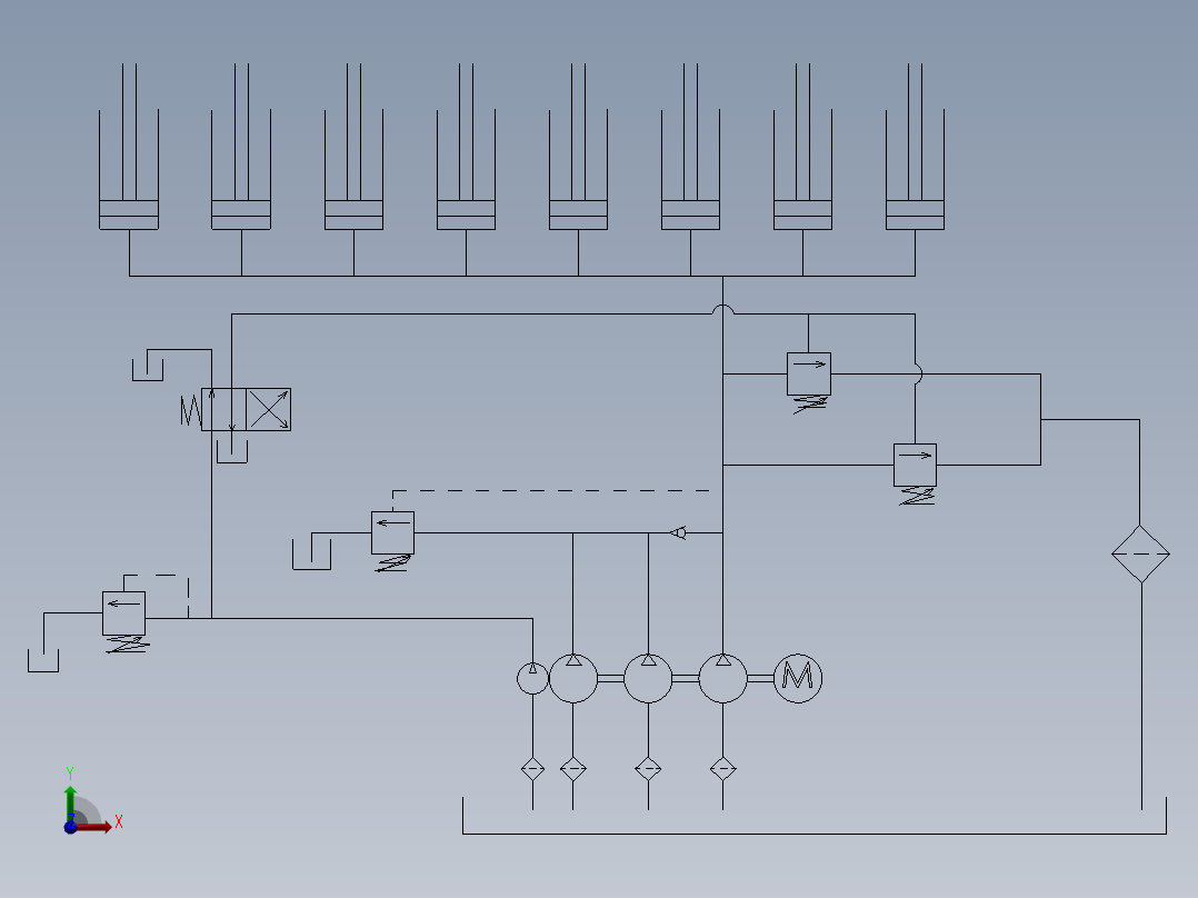液压单元 DRW 原理图前视图