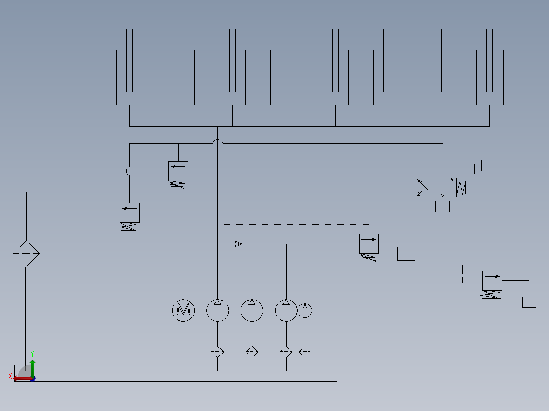 液压单元 DRW 原理图后视图