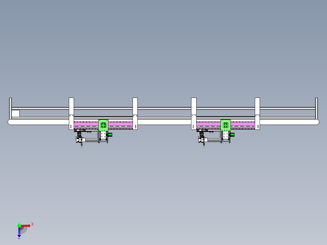 产品的三轴移动视觉检测工作台俯视图