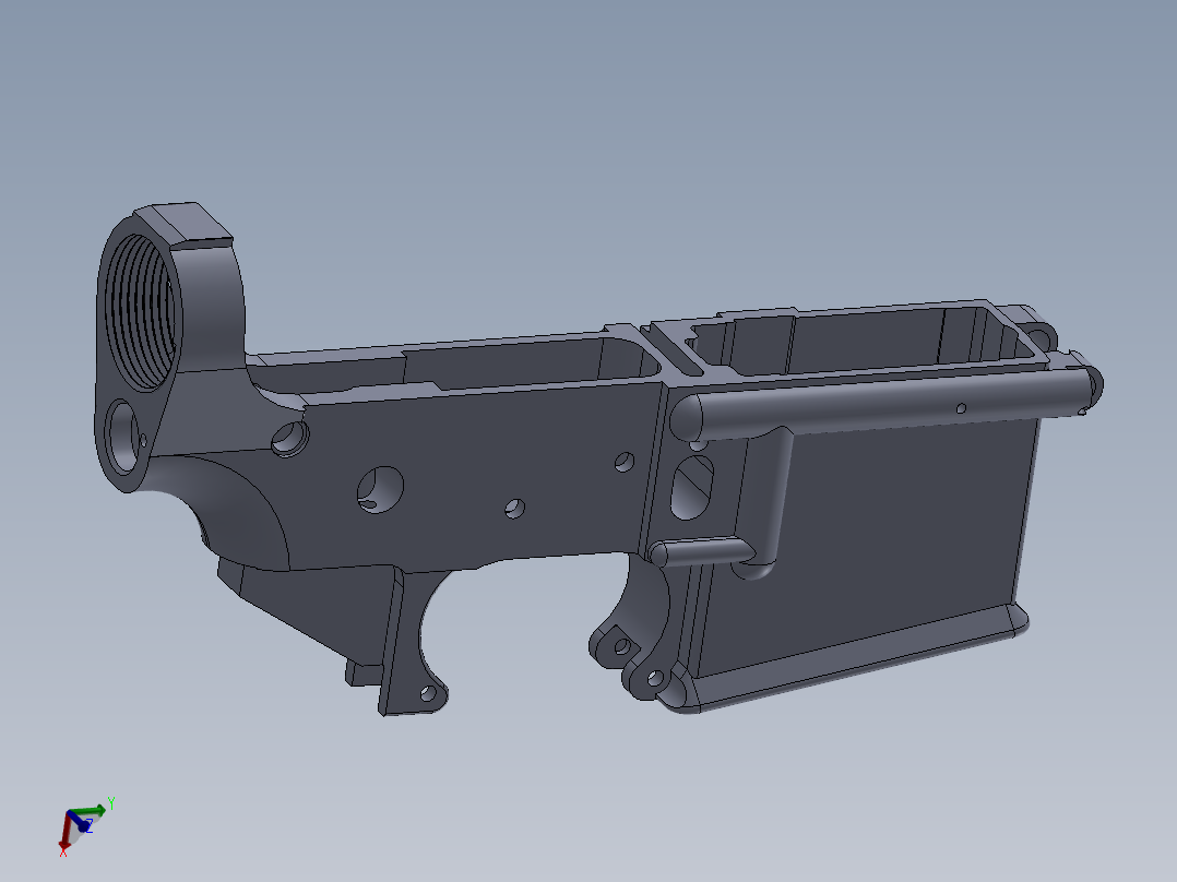 ar15自动步枪机匣3D模型主视图
