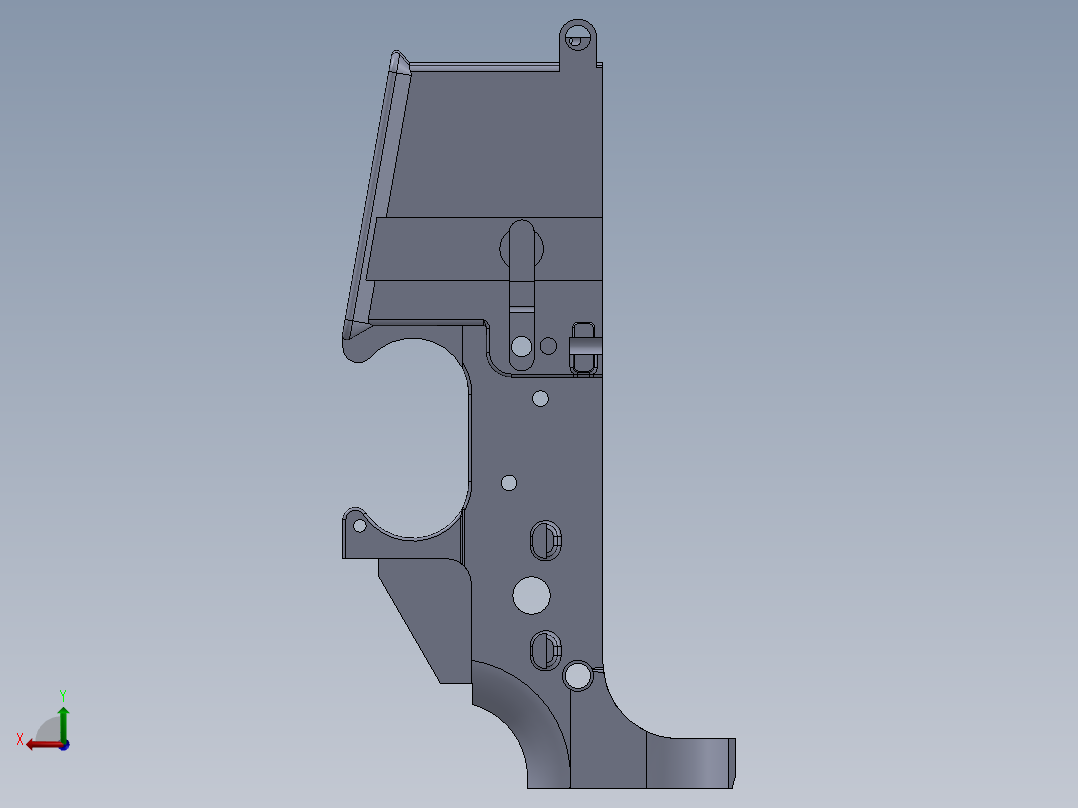 ar15自动步枪机匣3D模型后视图