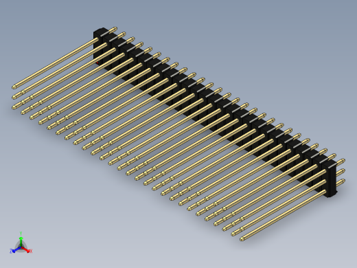 彩色公头100mil（2.54mm）系列-DS1021_black_3x27p_100mil_Type43_rev1.0正等轴测缩略图