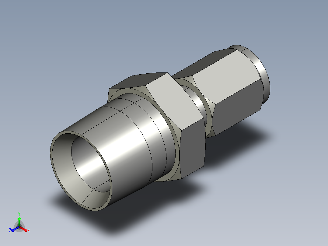 卡套式工业通用硬管接头4-8_fbu-s正等轴测图