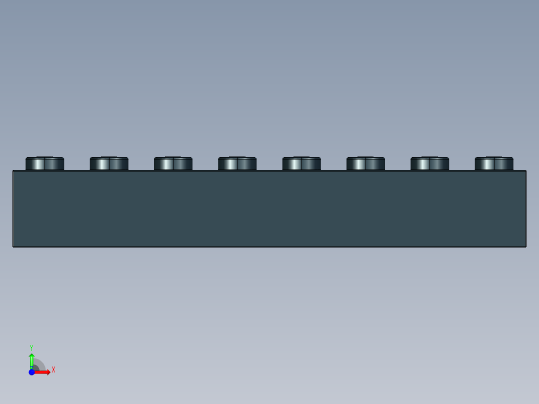 乐高套装 4421基本积木-300726 Black Brick 2 x 8.STEP前视图