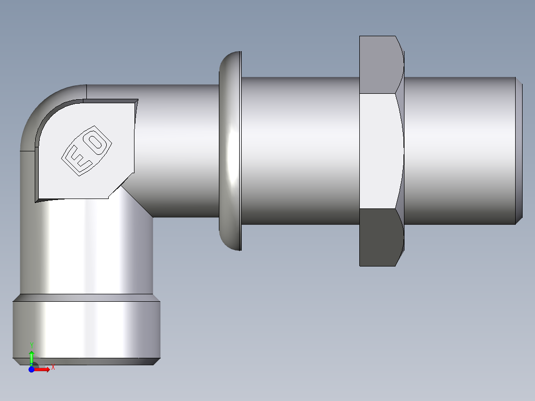 卡套式工业通用硬管接头EO_Bulkhead_elbow_WSV12SOMDCF前视图