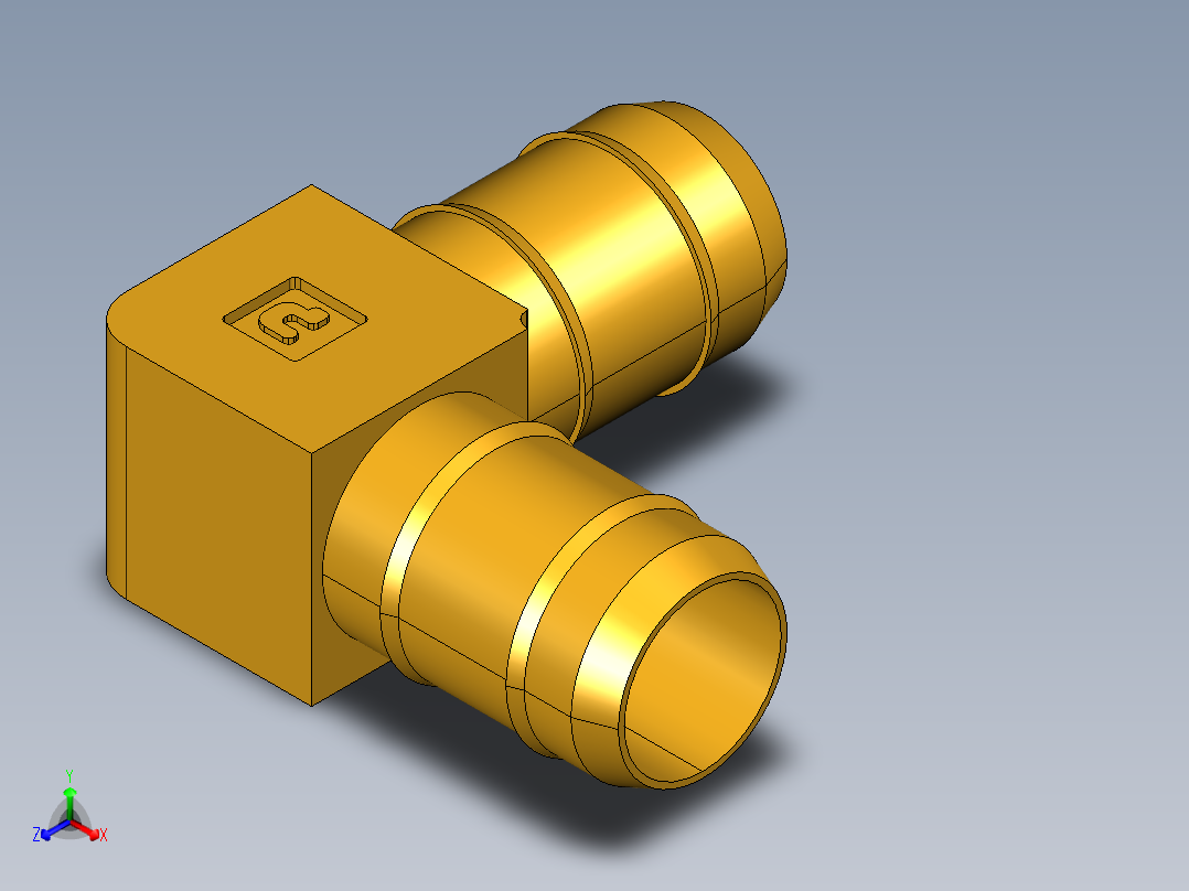 工业通用螺蚊管倒齿式工业硬管接头Union Elbow 225-8-8正等轴测图