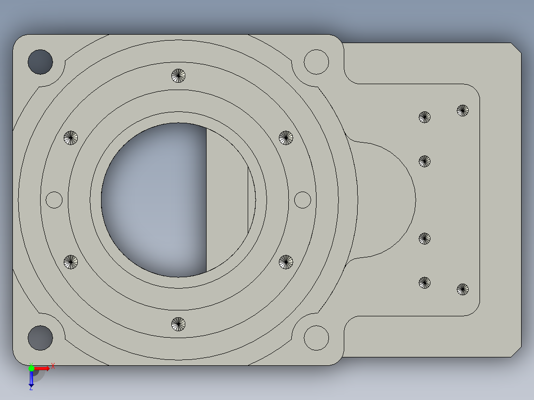 中空旋转平台KFN60-5模型(8-26 38.1-2 4-4.5-47.14-47.14)俯视图