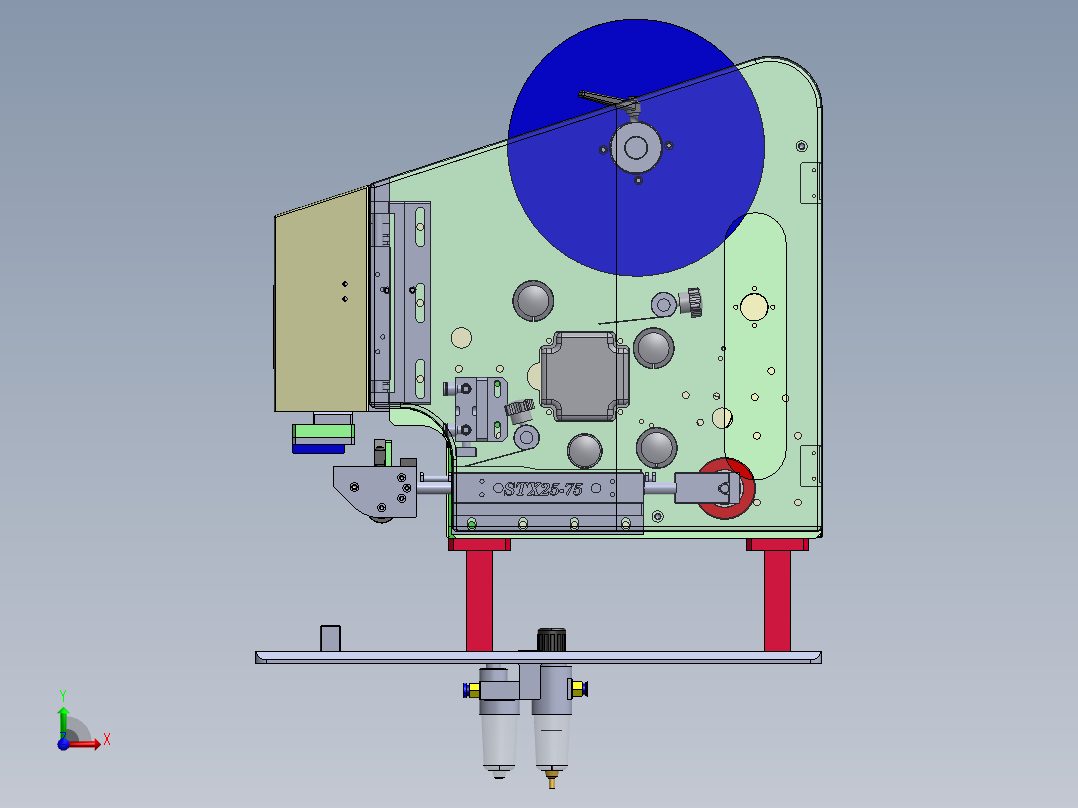 半自动高精度平面贴标机sw18可编辑前视图