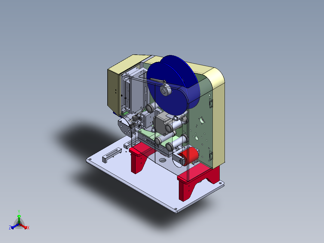 半自动高精度平面贴标机sw18可编辑正等轴测图