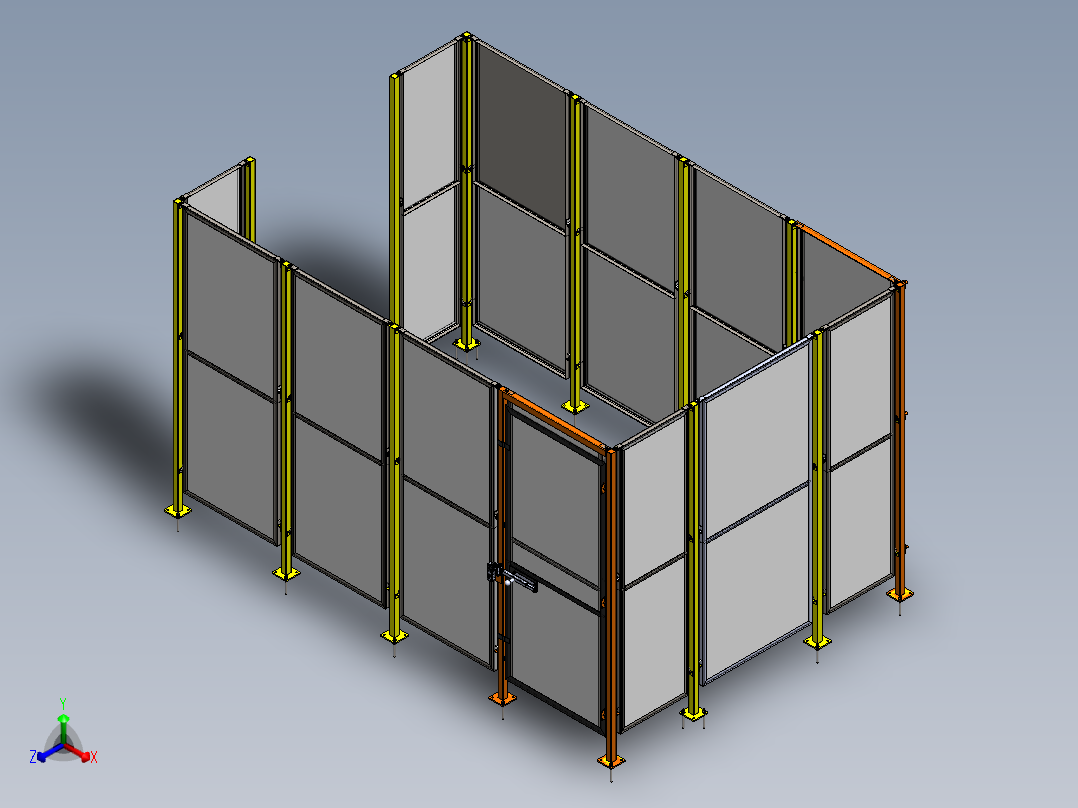 车间围栏正等轴测图