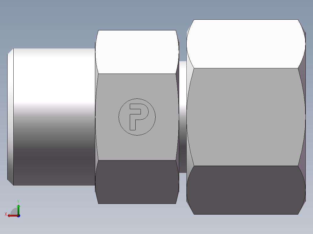直通同径度接头、2D-22后视图