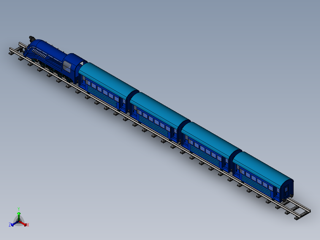 Locomotive简易机车火车模型3D图纸 Solidworks设计正等轴测图