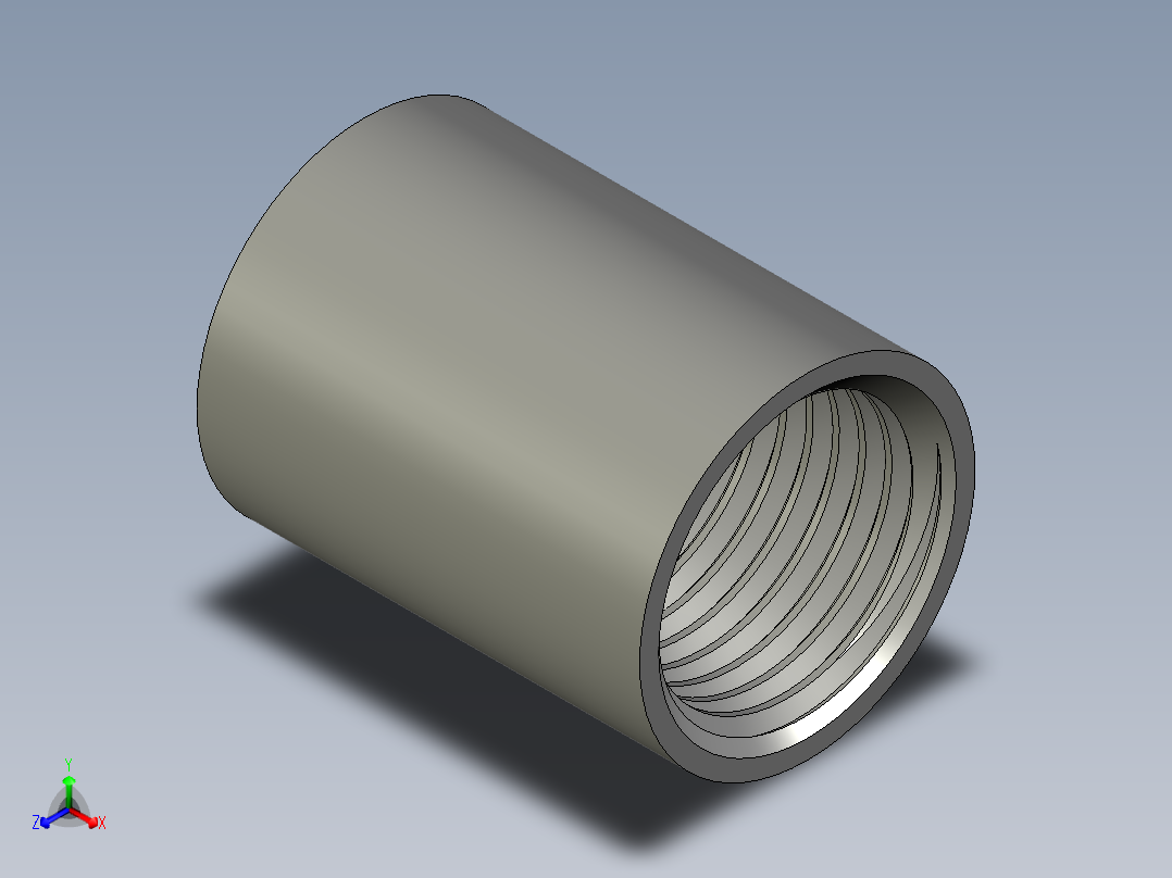 螺纹管管箍-等径直通 DN15正等轴测图