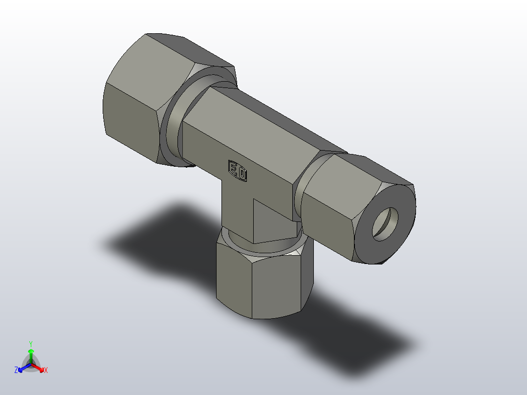 EO管接头三通异径管TR12 08 08ZS71.igs主视图