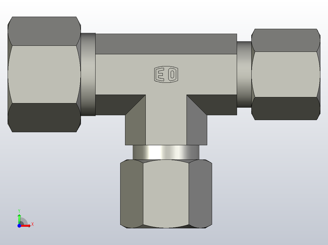 EO管接头三通异径管TR12 08 08ZS71.igs前视图