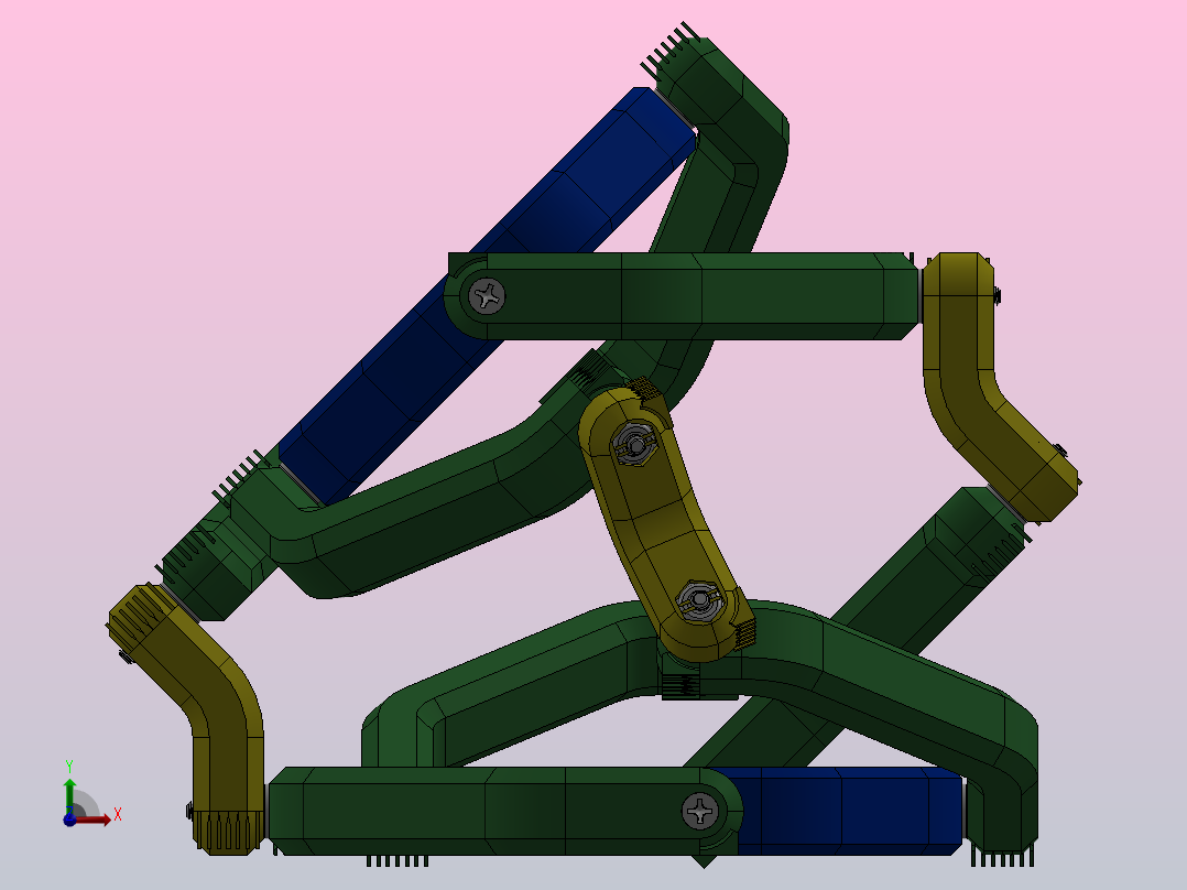 半球全方位腕部连杆结构3D图纸 Solidworks设计前视图