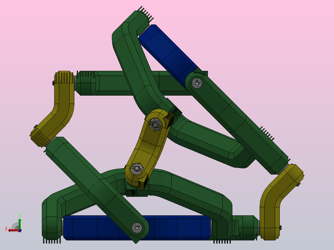半球全方位腕部连杆结构3D图纸 Solidworks设计后视图