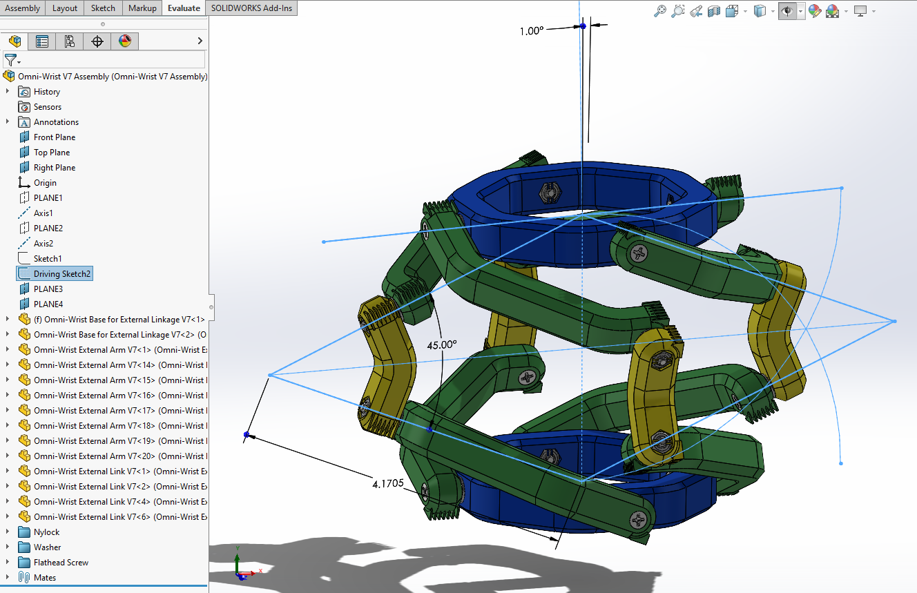 半球全方位腕部连杆结构3D图纸 Solidworks设计