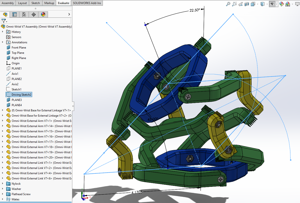 半球全方位腕部连杆结构3D图纸 Solidworks设计