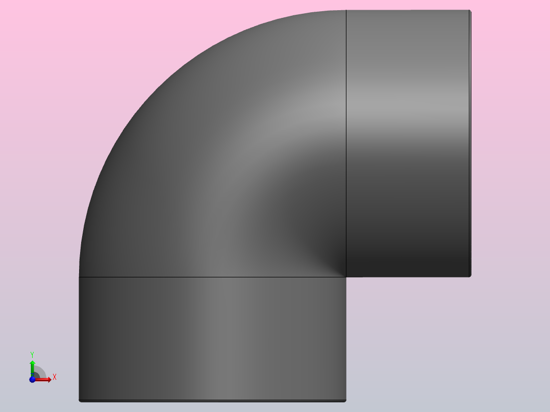 UPVC 90°弯头(DN40)的模型前视图