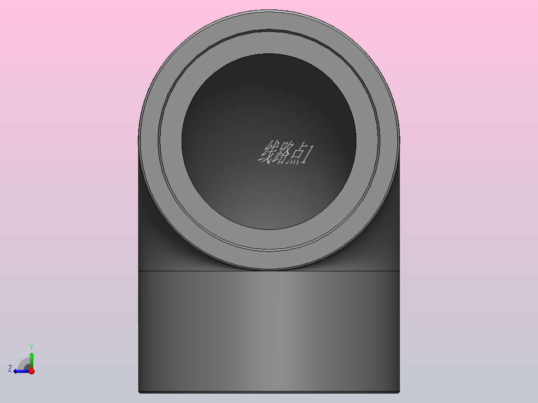 UPVC 90°弯头(DN40)的模型右视图