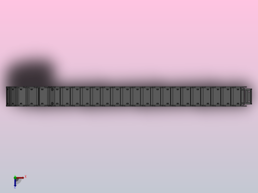 弯曲半径125内高25两侧打开型DB封闭式拖链_DMD25CDBA-25-77-125R-30俯视缩略图