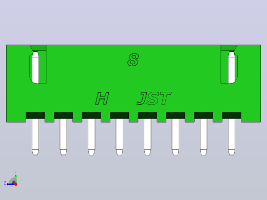 连接器绿色JST XH 8针2.54 mm右视缩略图