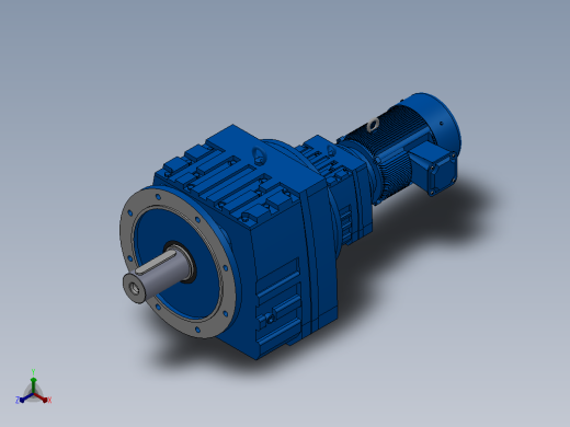 RF137R77法兰轴伸式组合型斜齿轮减速机RF137R77-Y2.2-4P-100-M1-0°-Φ450正等轴测缩略图