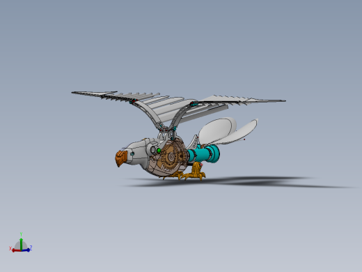 mechanical bird机械扑翼飞鸟机构3D图纸 Solidworks设计