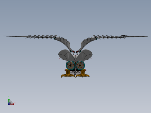 mechanical bird机械扑翼飞鸟机构3D图纸 Solidworks设计前视缩略图