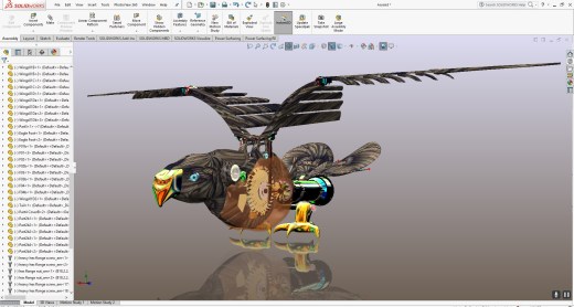 mechanical bird机械扑翼飞鸟机构3D图纸 Solidworks设计缩略图