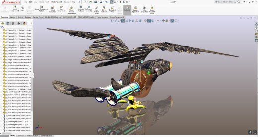 mechanical bird机械扑翼飞鸟机构3D图纸 Solidworks设计缩略图