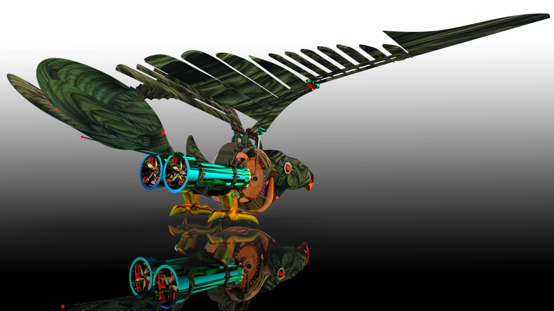mechanical bird机械扑翼飞鸟机构3D图纸 Solidworks设计