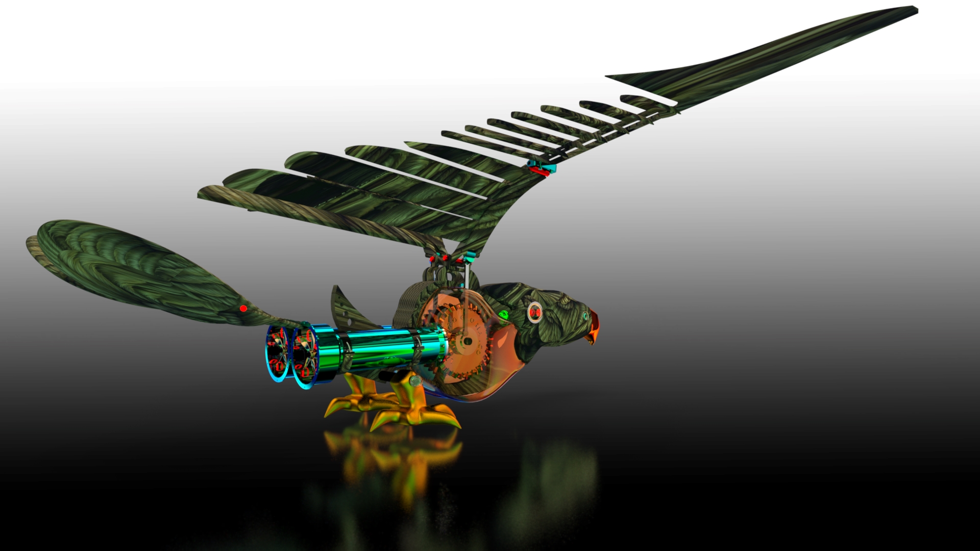 mechanical bird机械扑翼飞鸟机构3D图纸 Solidworks设计