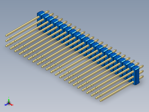 彩色公头100mil（2.54mm）系列-DS1021_blue_3x22p_100mil_Type19_rev1.0正等轴测缩略图