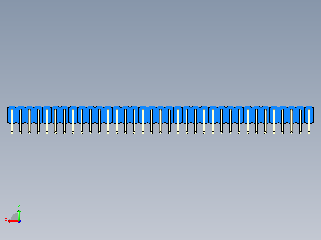 彩色公排针 100mil 2.54mm 系列-DS1022_blue_2x35p_100mil_TypeD_rev1.0后视图