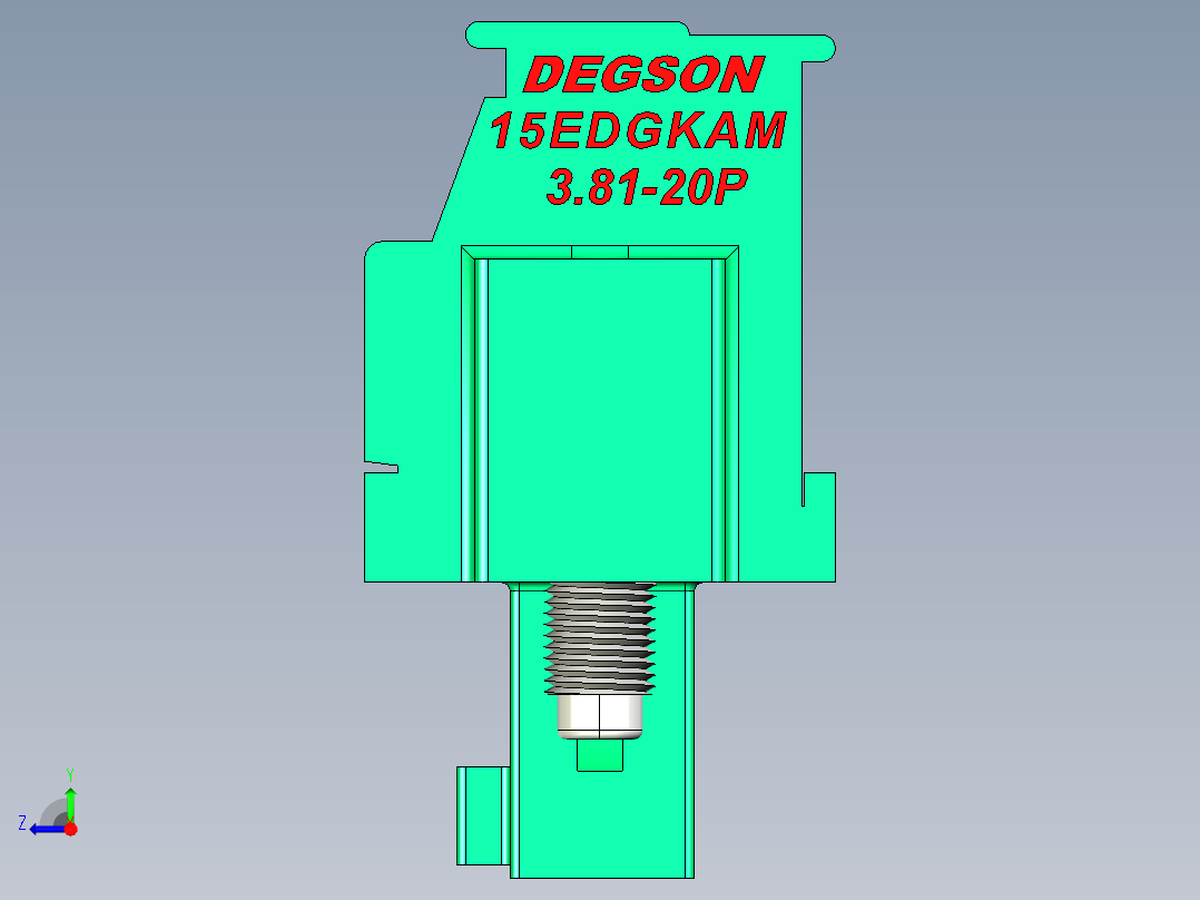 DEGSON 15EDG（公头） 3.81mm 螺钉锁紧，插拔式接线端子 FullPack-15EDGKAM-3.81-20P-14-00AH右视图