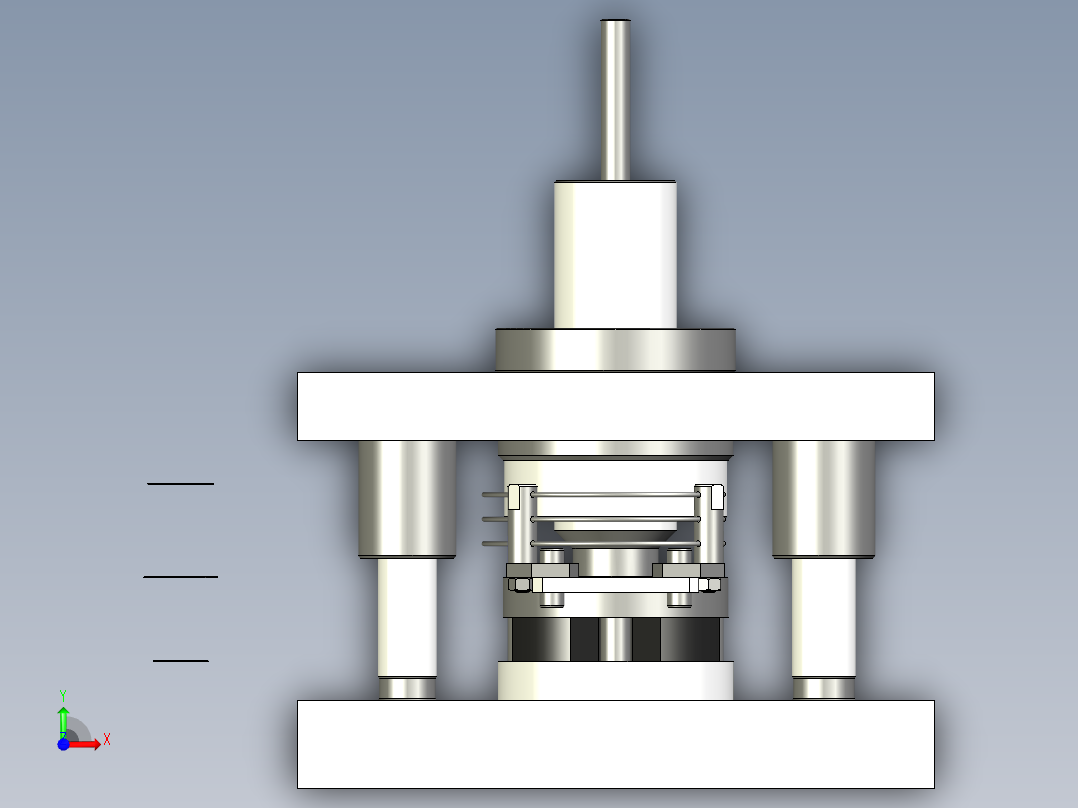 用薄钢切割戒指的冲压模具前视图