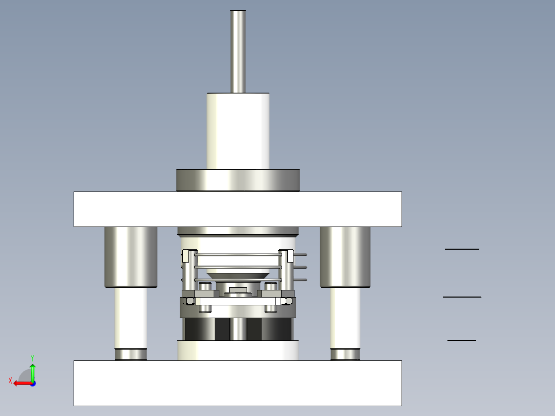 用薄钢切割戒指的冲压模具后视图