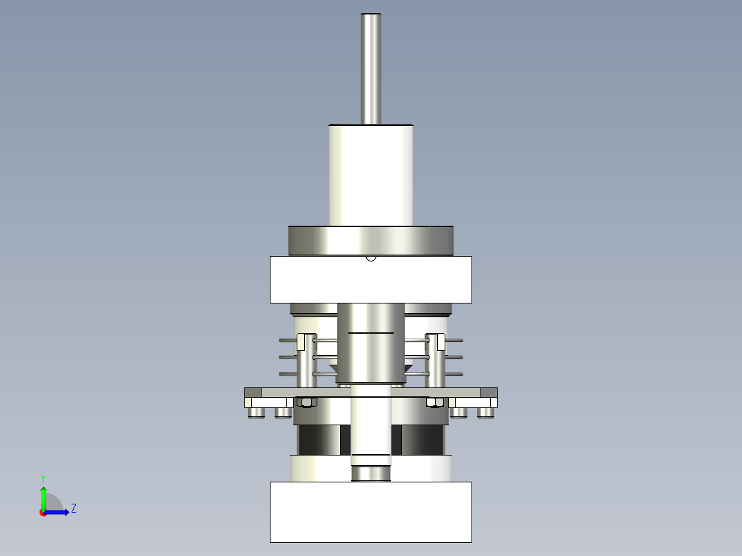 用薄钢切割戒指的冲压模具左视图
