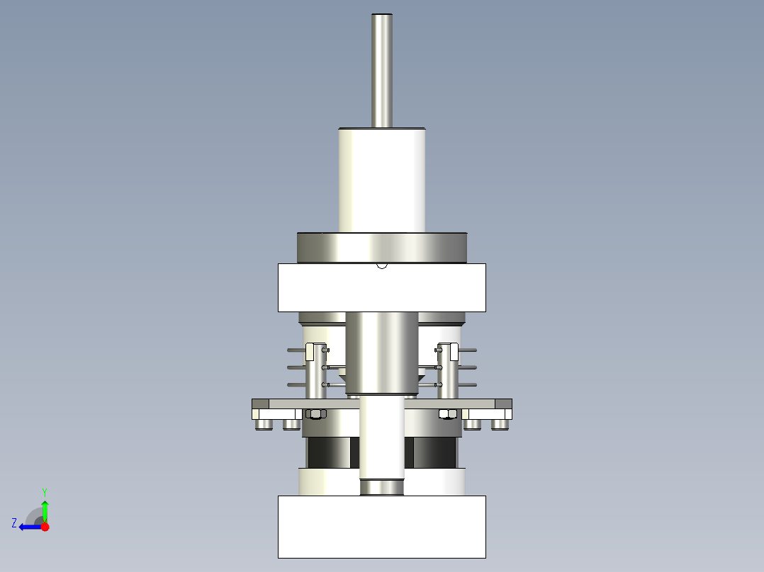 用薄钢切割戒指的冲压模具右视图