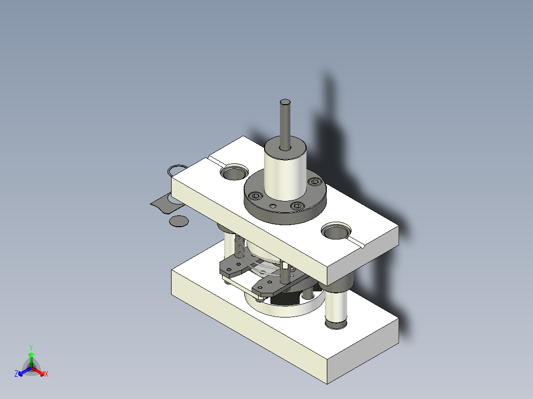 用薄钢切割戒指的冲压模具正等轴测图