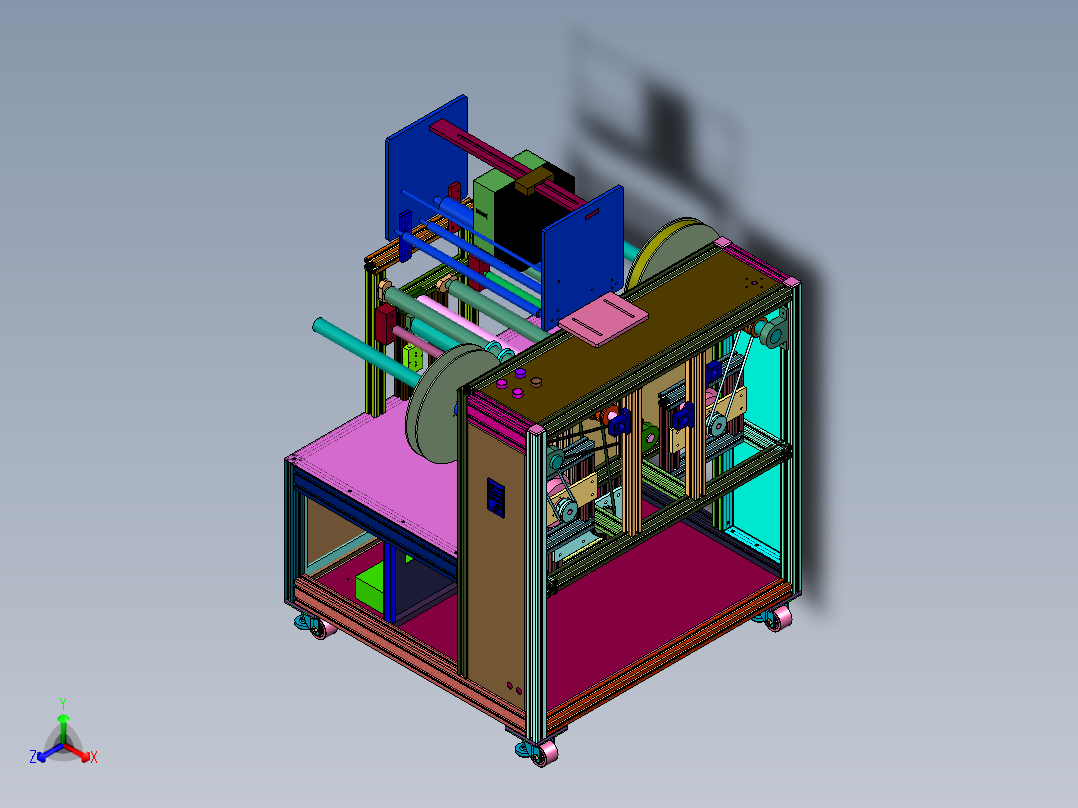 标签生产用可调节复卷机右视图